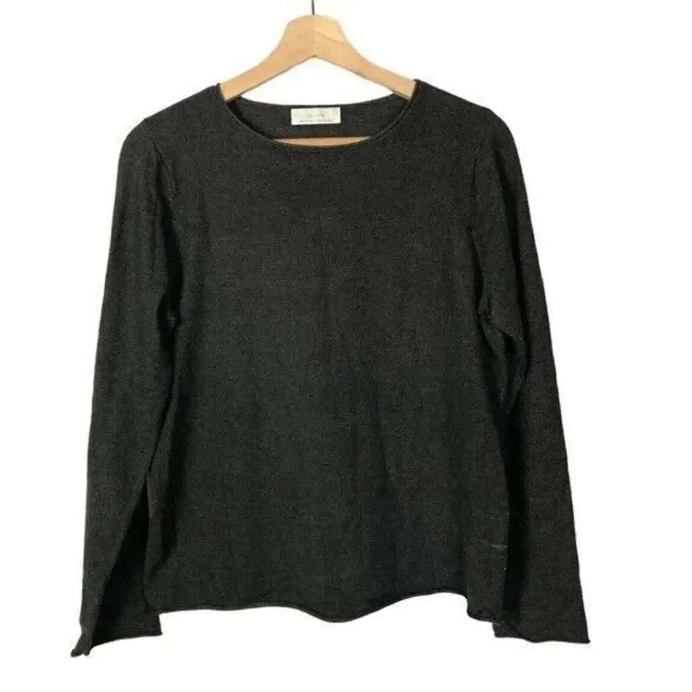 Oak + Fort Charcoal Gray Long Sleeve Knit Top S